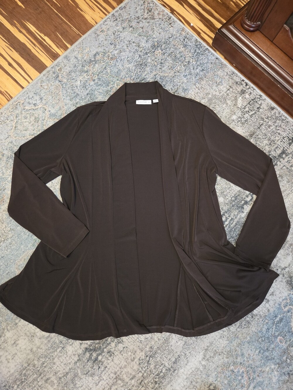 Susan Graver Liquid Knit Open Front Cardigan — Size Medium